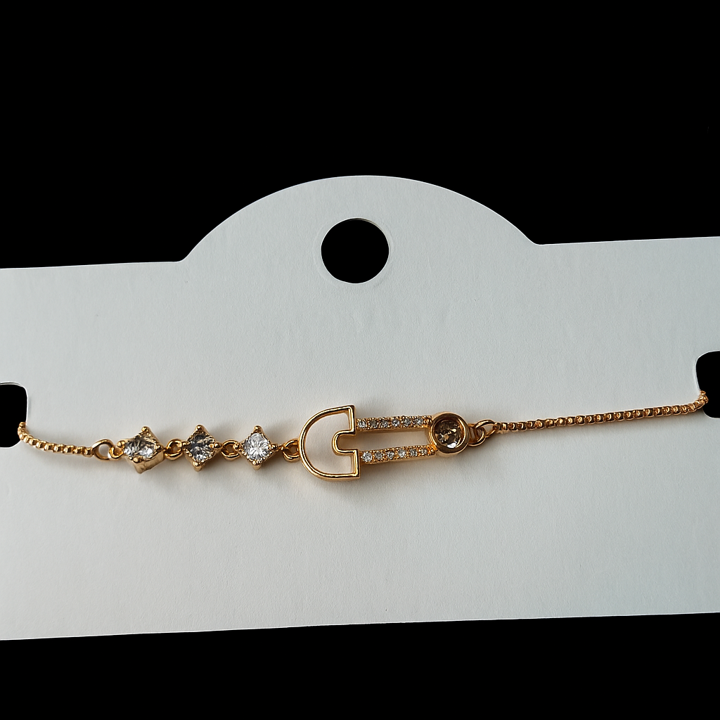 18K Gold Plated Adjustable Bracelet with CZ Stones – Elegant Designer Chain Jewellery for Women - Image 4