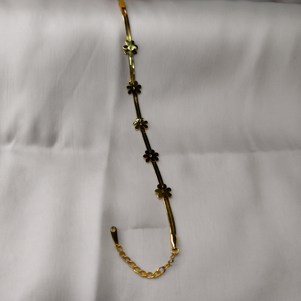 Jevaya Elegant 18K Gold-Plated Floral Chain Bracelet for Women