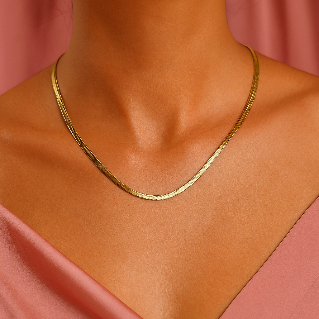 Jevaya Classic 18K Gold Plated Snake Chain Necklace – Minimalist Daily Wear Jewellery