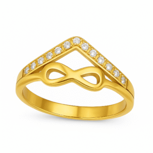 Jevaya 18K Gold Plated Infinity Ring with Cubic Zirconia Accents – Anti-Tarnish Stainless Steel Women’s Jewelry