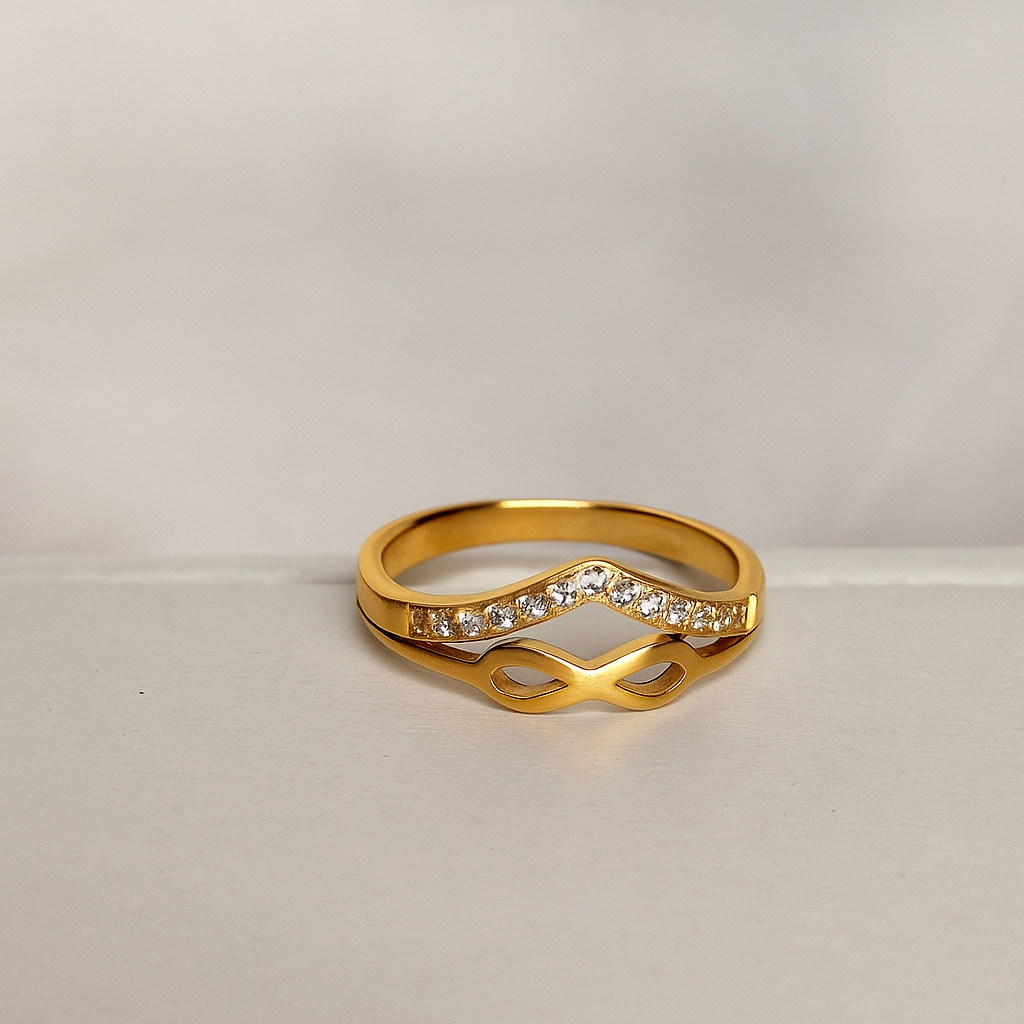 Gold-Tone Infinity Ring with Cubic Zirconia Accents