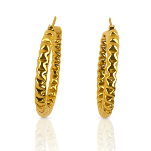 Gold-Tone Textured Hoop Earrings for Women