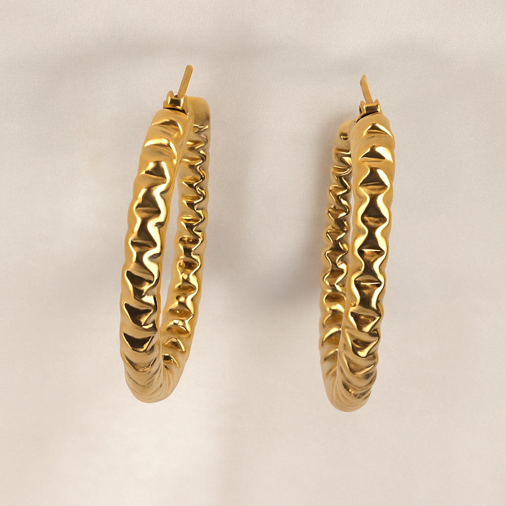 Gold-Tone Textured Hoop Earrings for Women