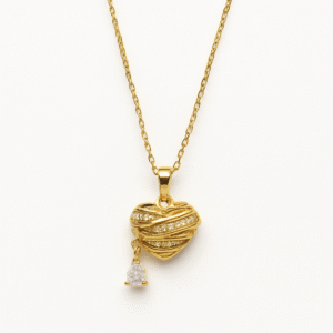 Heart Pendant Necklace with Pearl Charm & CZ Accents-product