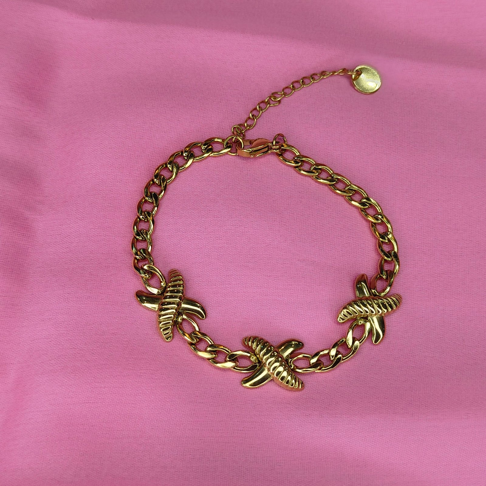 Jevaya 18K Gold Plated Starfish Charm Chain Bracelet – Trendy Adjustable Jewelry for Women - Image 3