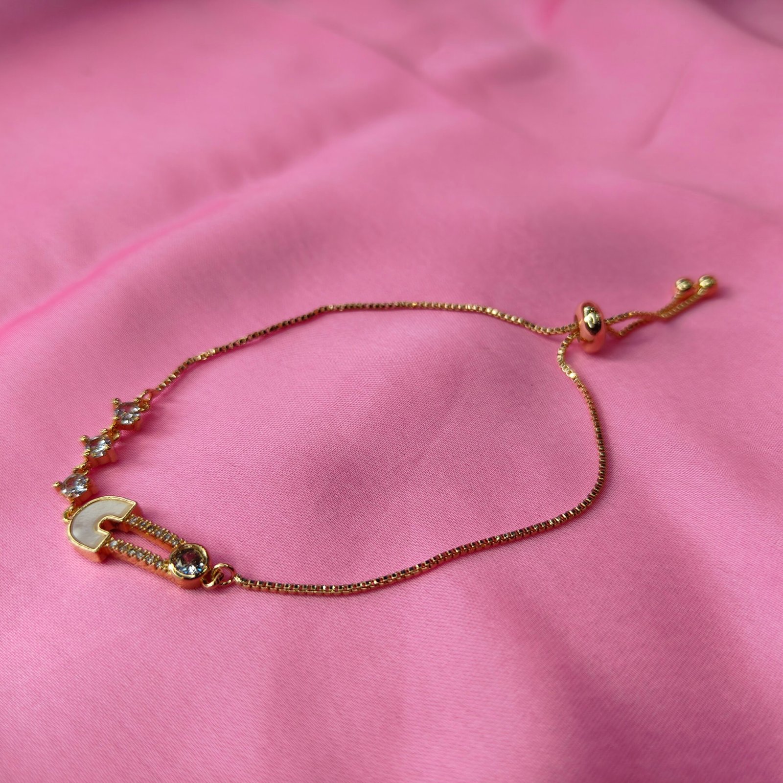 18K Gold Plated Adjustable Bracelet with CZ Stones – Elegant Designer Chain Jewellery for Women - Image 5