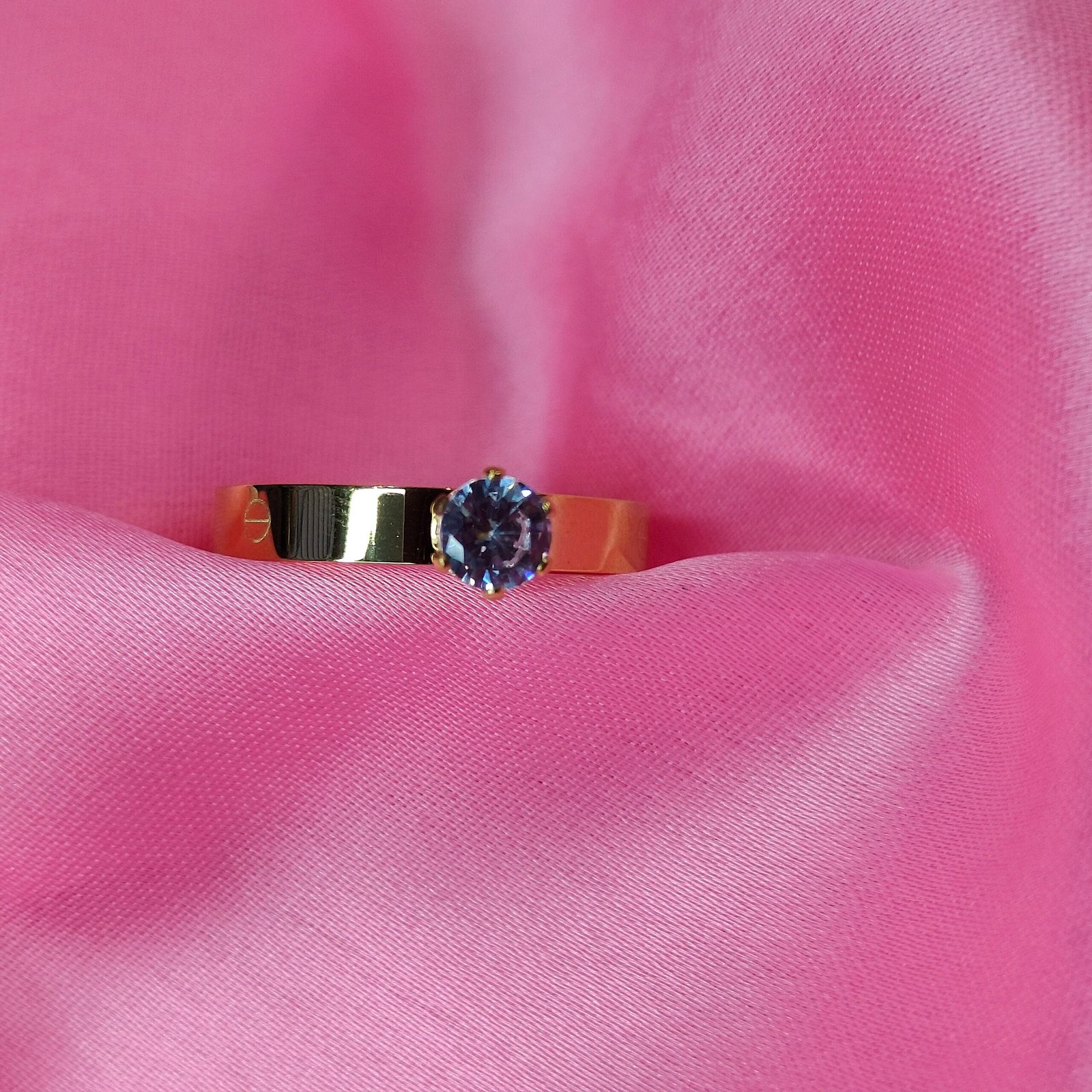 Jevaya 18K Gold Plated Solitaire Ring with Sparkling Cubic Zirconia Stone - Image 3