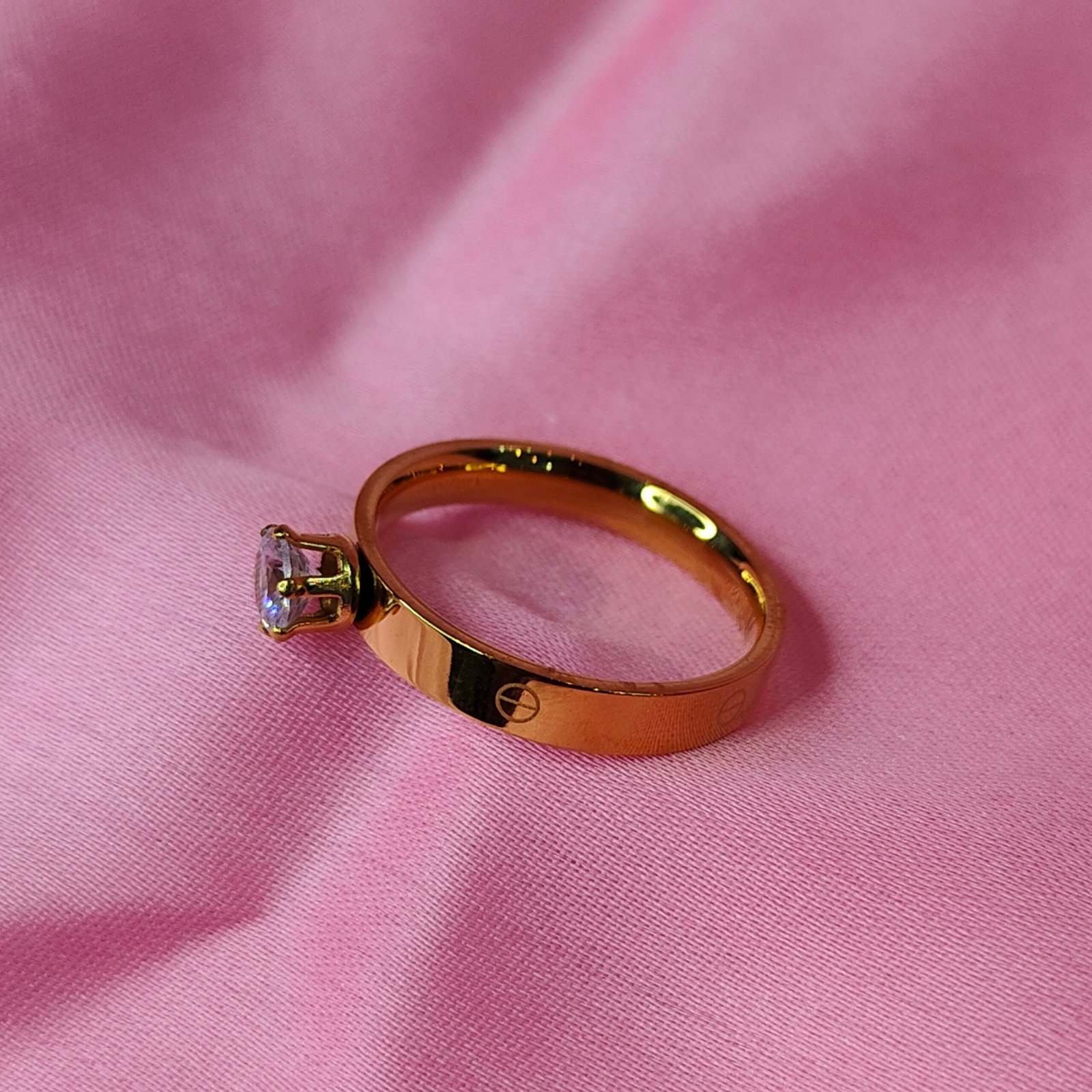 Jevaya 18K Gold Plated Solitaire Ring with Sparkling Cubic Zirconia Stone - Image 4