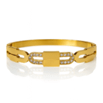 Jevaya 18K Gold Plated Crystal Accent Link Design Anti-Tarnish Bracelet for Women