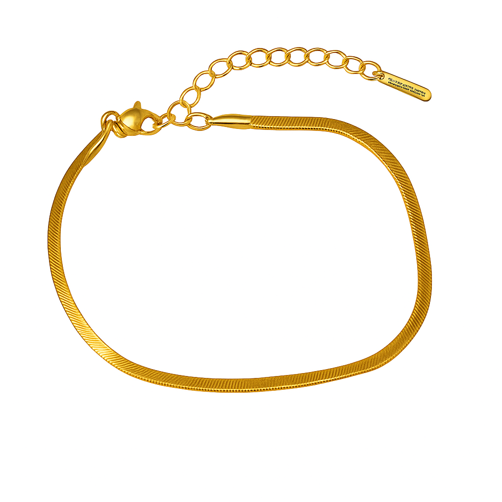 Jevaya 18K Gold Plated Stainless Steel Snake Chain Bracelet for Women