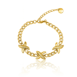 Jevaya 18K Gold Plated Starfish Charm Chain Bracelet