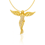 Jevaya 18K Gold Plated with Sparkling Stones Elegant Angel Wing Pendant Necklace