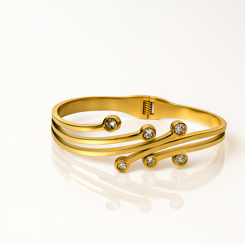 Jevaya Elegant 18K Gold-Plated Crystal Women’s Bracelet