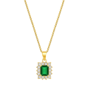 Necklace with Emerald Green Crystal Pendant
