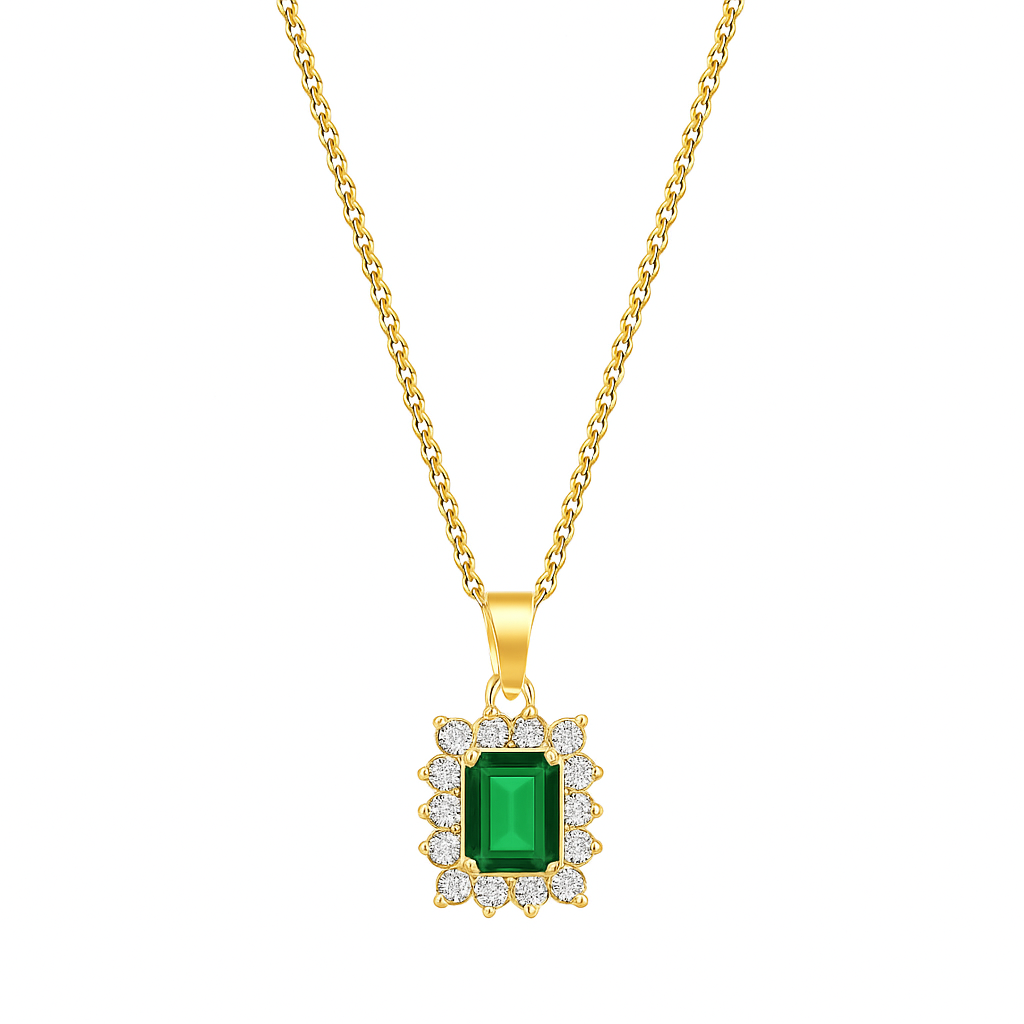 Necklace with Emerald Green Crystal Pendant