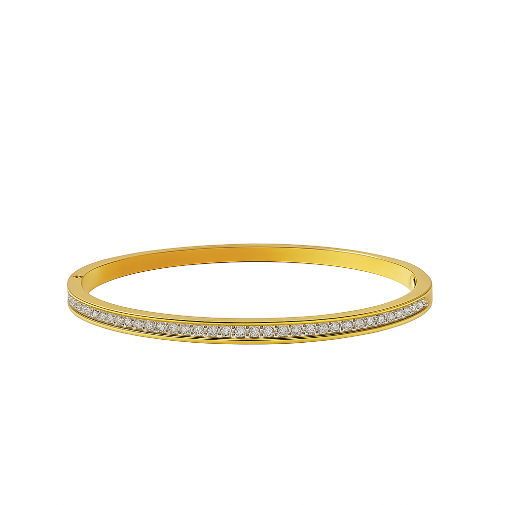 Stainless Steel Crystal Gold Color Anti Tarnish flower Bracelet Women Jewellery