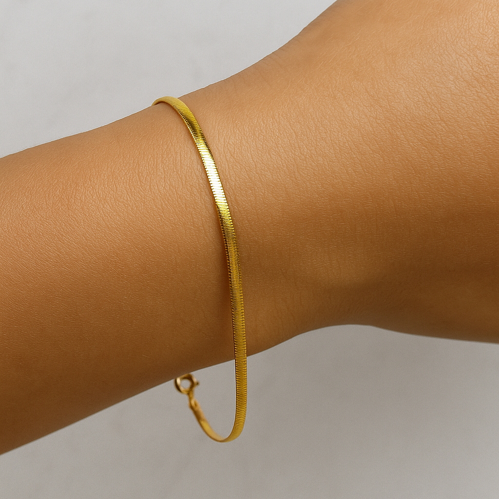 Jevaya 18K Gold Plated Stainless Steel Snake Chain Bracelet for Women – Elegant Minimalist Jewellery