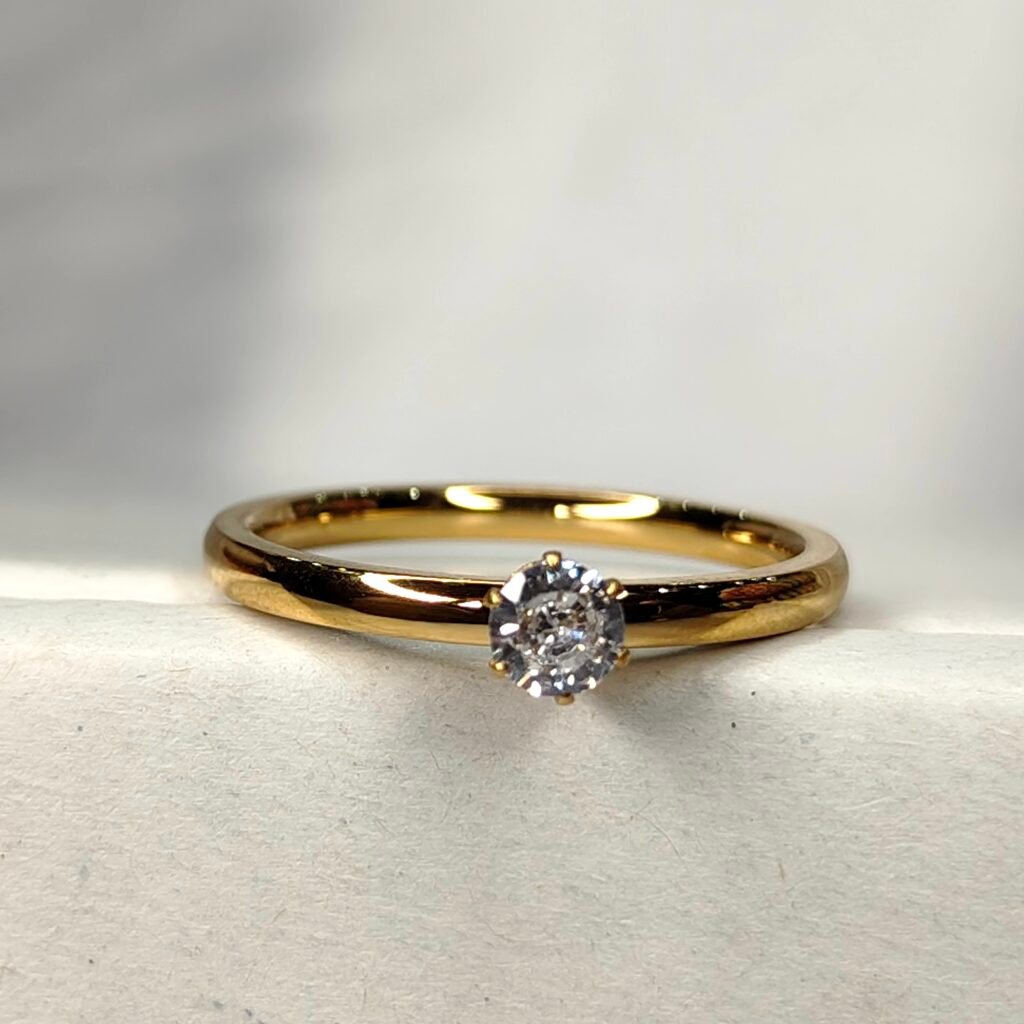 Elegant Gold-Tone Solitaire Ring with Round-original