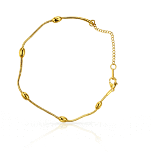 Jevaya 18K Gold-Plated Beaded Chain Bracelet, Anti-Tarnish Hypoallergenic Jewellery