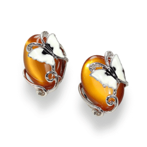 Elegant Butterfly Design Oval Stud Earrings – Golden Shine