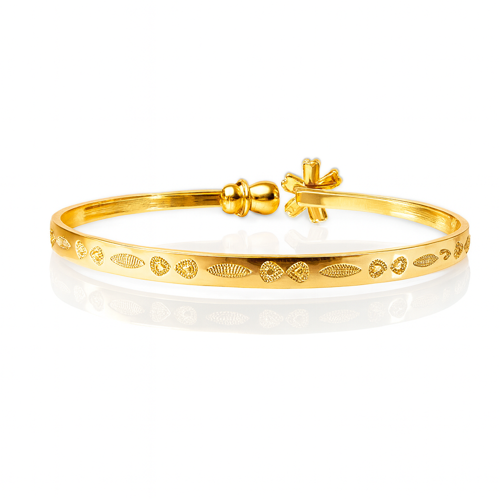 Elegant Gold-Plated Engraved Bangle for Women – Adjustable Traditional & Modern Design