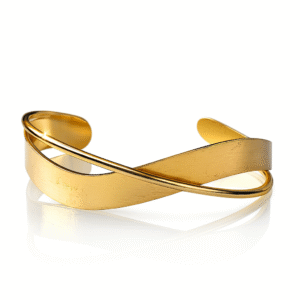 Elegant Gold-Tone Twisted Cuff Bracelet for Women – Adjustable Fashion Jewelry Bangle