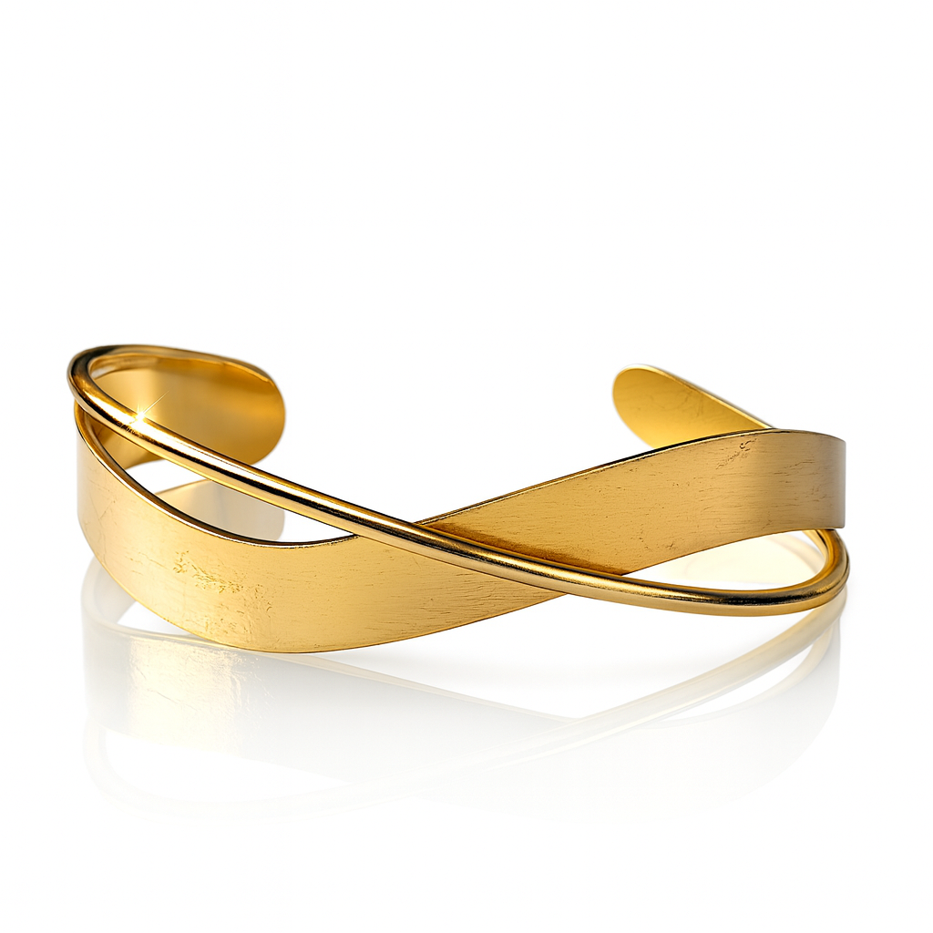 Elegant Gold-Tone Twisted Cuff Bracelet for Women – Adjustable Fashion Jewelry Bangle