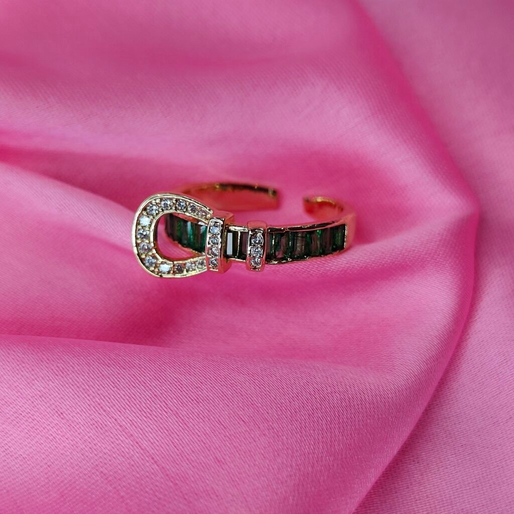 Jevaya Elegant Gold-Plated Buckle Design Adjustable Ring