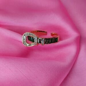 Jevaya Elegant Gold-Plated Buckle Design Adjustable Ring