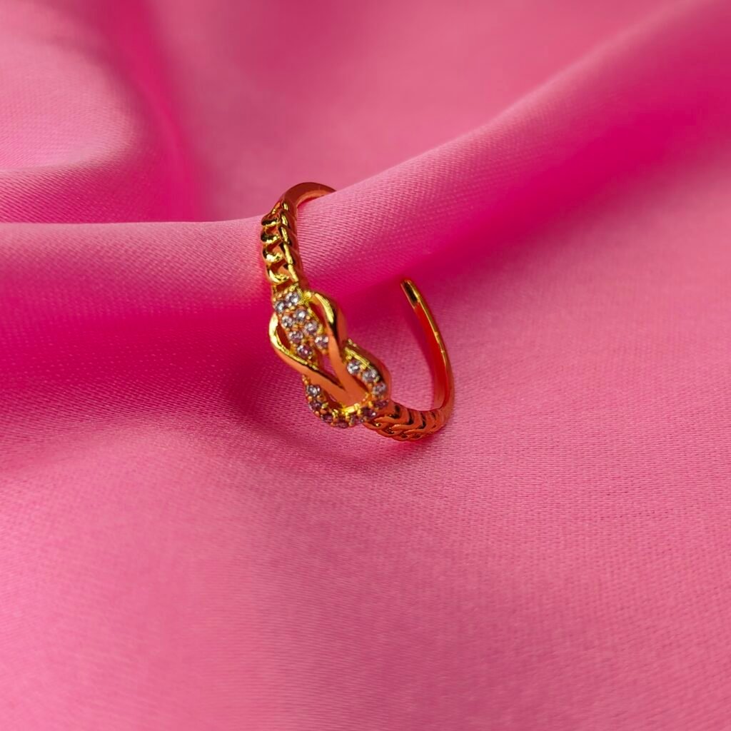 Jevaya Gold-Plated Knot Design Ring with Sparkling CZ Stones
