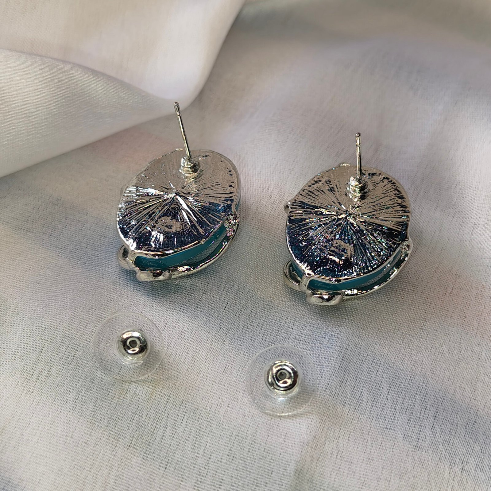 Jevaya Butterfly Design Blue Stone Stud Earrings - Image 5