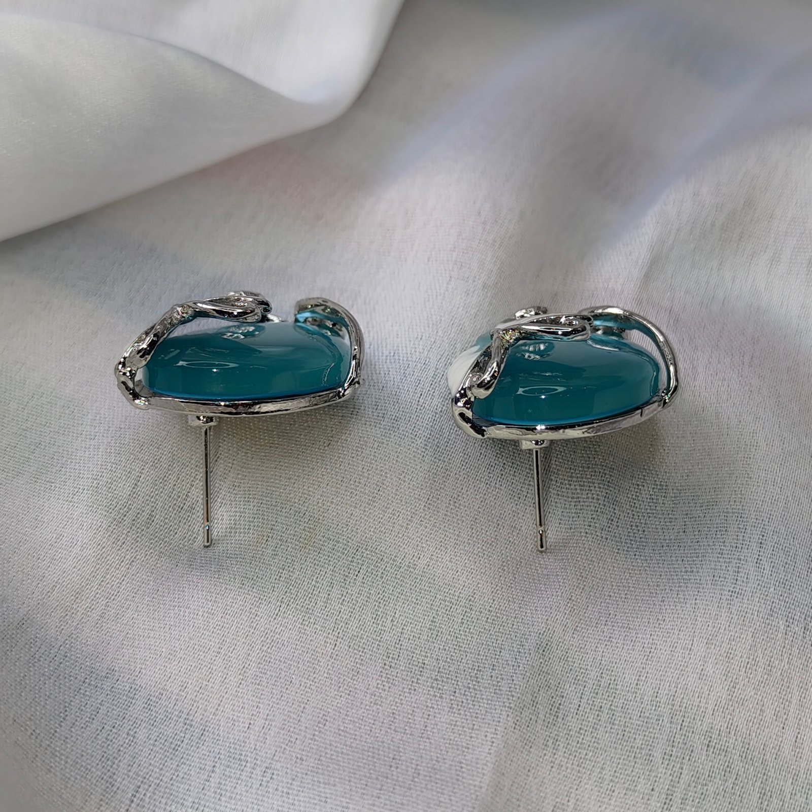 Jevaya Butterfly Design Blue Stone Stud Earrings - Image 4