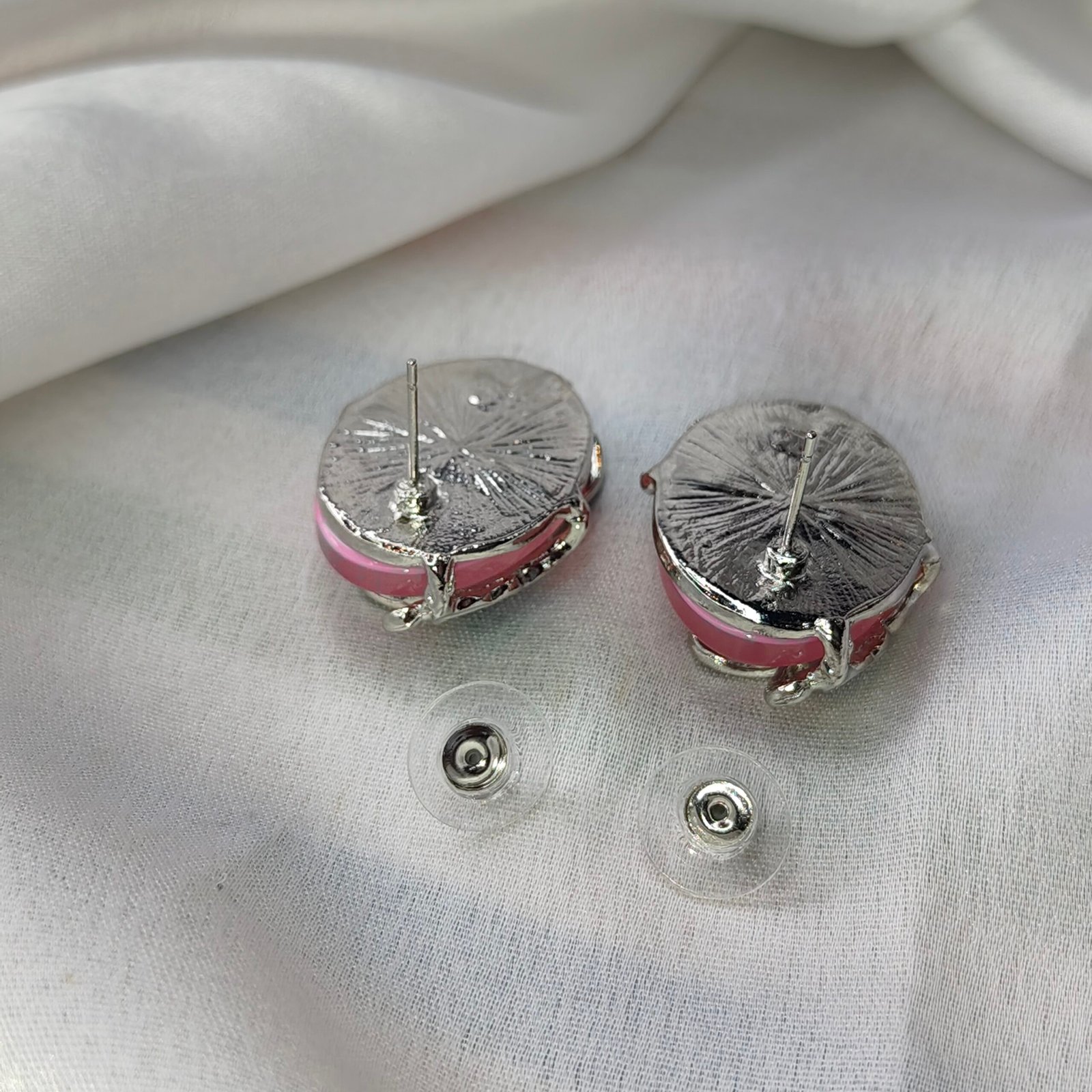 Jevaya Butterfly Design Light Pink Stone Stud Earrings - Image 5