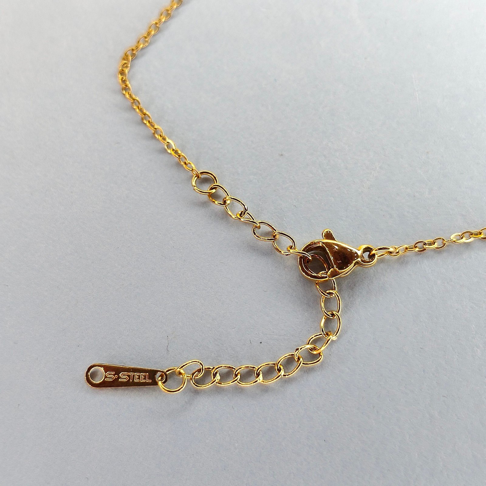 Gold Plated Double Heart Pendant Necklace with Crystal Accents clasp