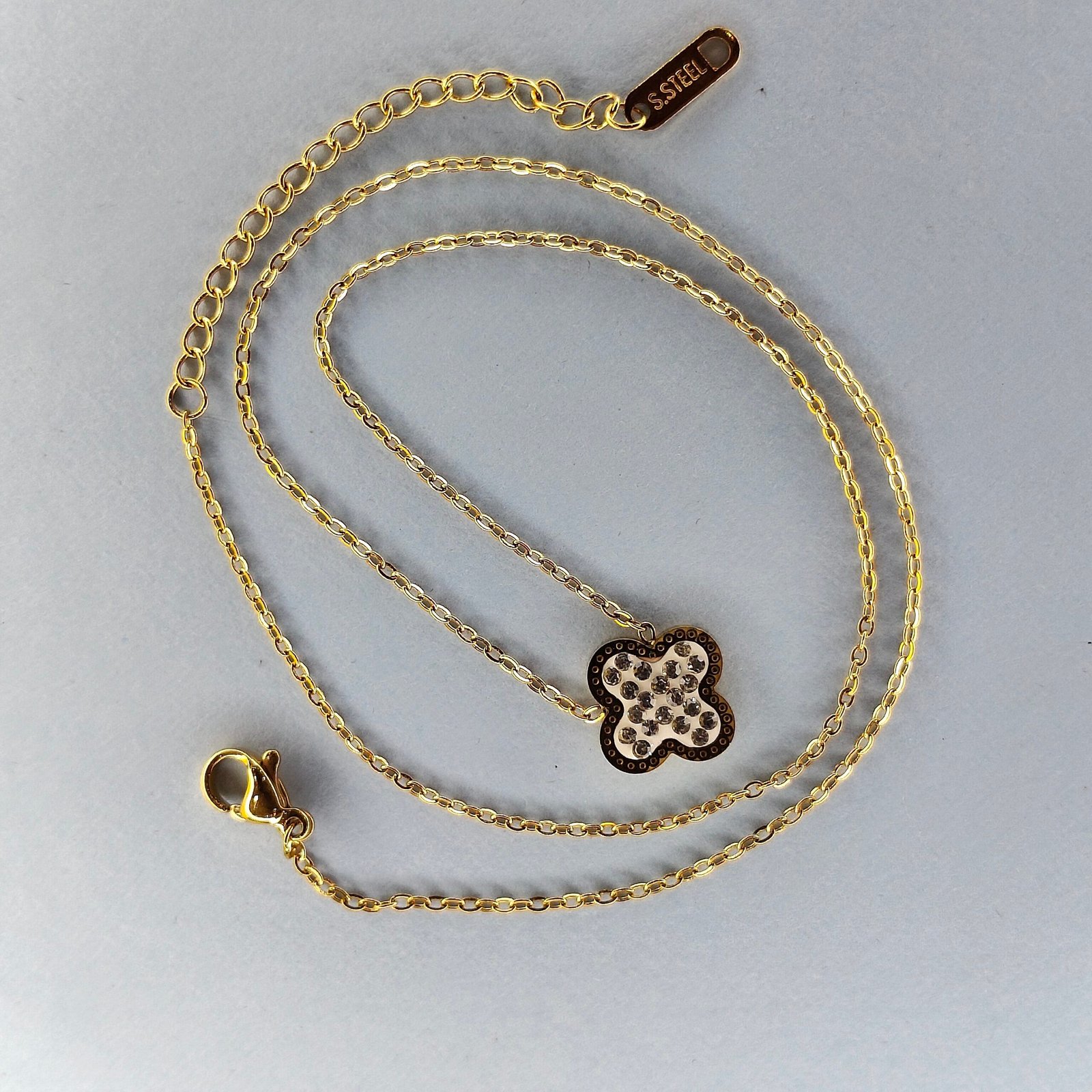 Clover Pendant Necklace with Crystal Accents full