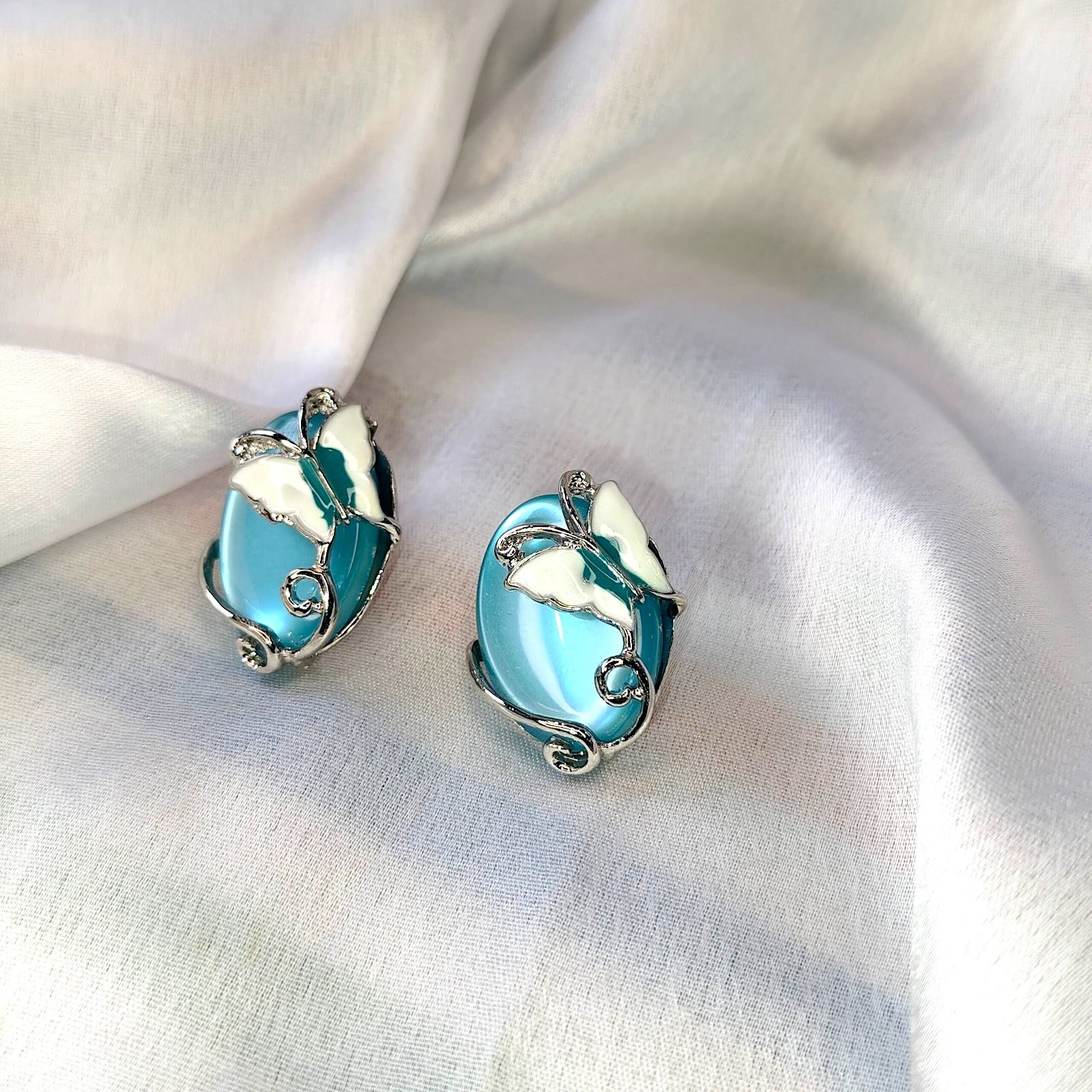 Jevaya-Butterfly-Design-Blue-Stone-Stud-Earrings-product