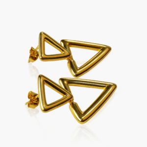 Jevaya Chic Geometric Gold-Tone Double Triangle Anti - Tarnish Earrings