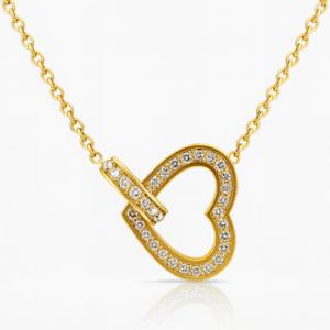 18K Gold Plated Double Heart Pendant Necklace with Crystal Accents – Elegant Anti-Tarnish Jewelry