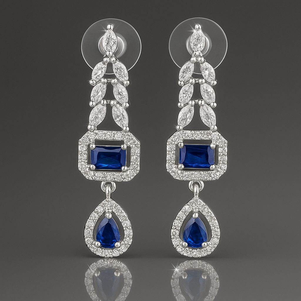 Jevaya Luxury Blue Sapphire Diamond Necklace Set for Women - Image 3