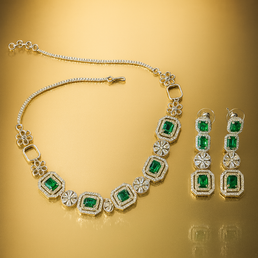 Jevaya Royal Sapphire Square-Cut Necklace Set - Image 5