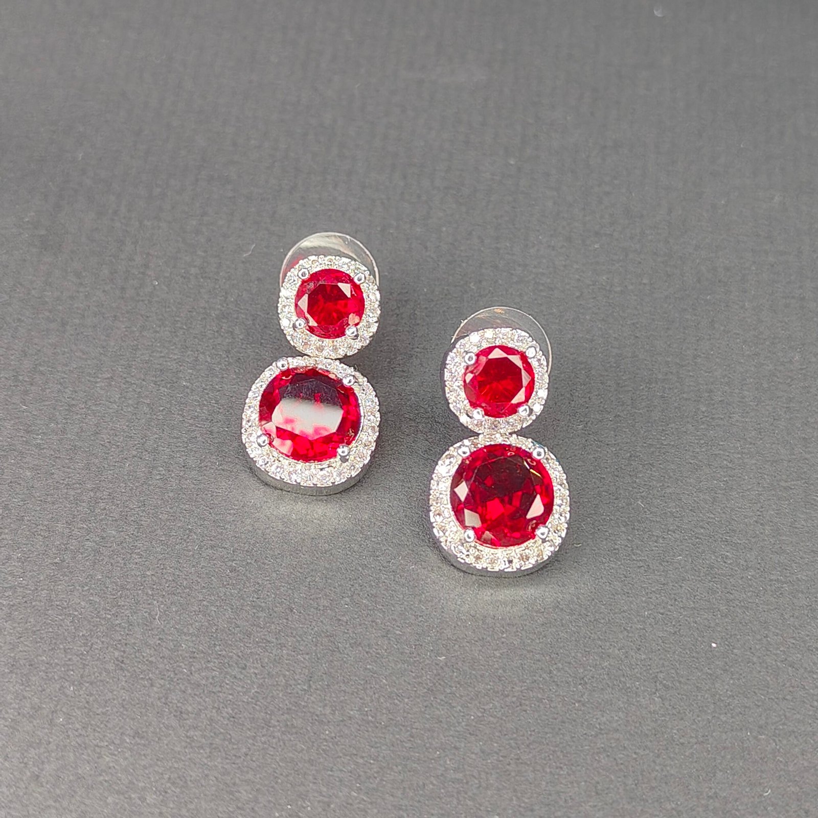 Jevaya Luxury Ruby Halo Necklace Set with Matching Earrings - Image 5