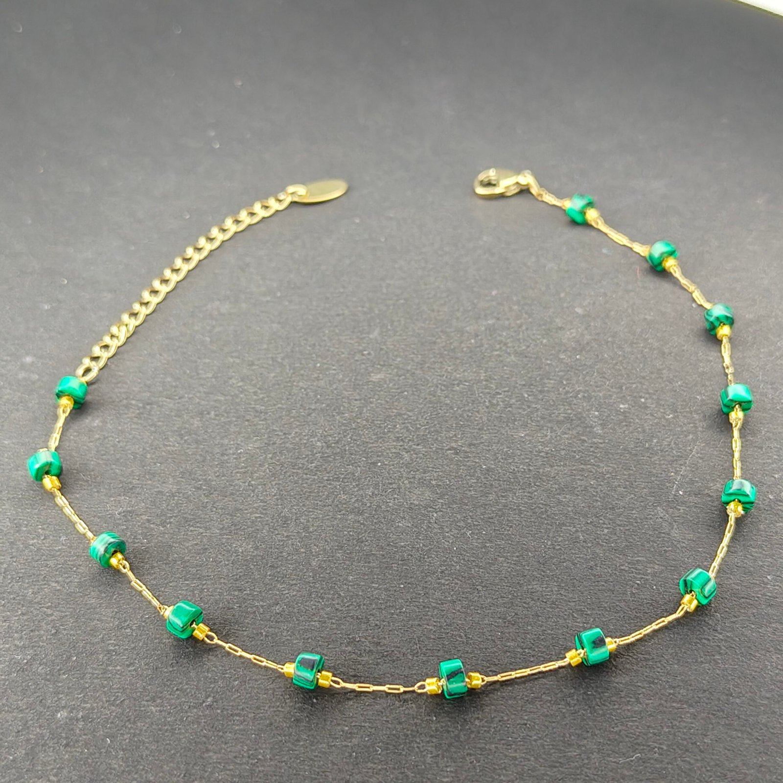 Jevaya Premium Elegant 18K Gold-Plated Anklet with Green Beads – Minimalist Everyday Jewelry - Image 4