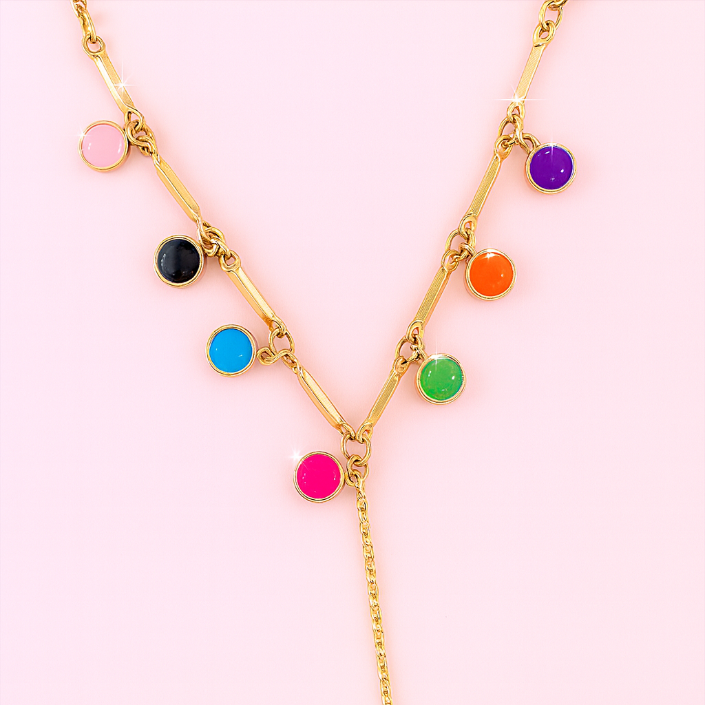 Jevaya Multicolor Charm Gold Toe Chain Anklet – Boho Barefoot Jewelry - Image 5