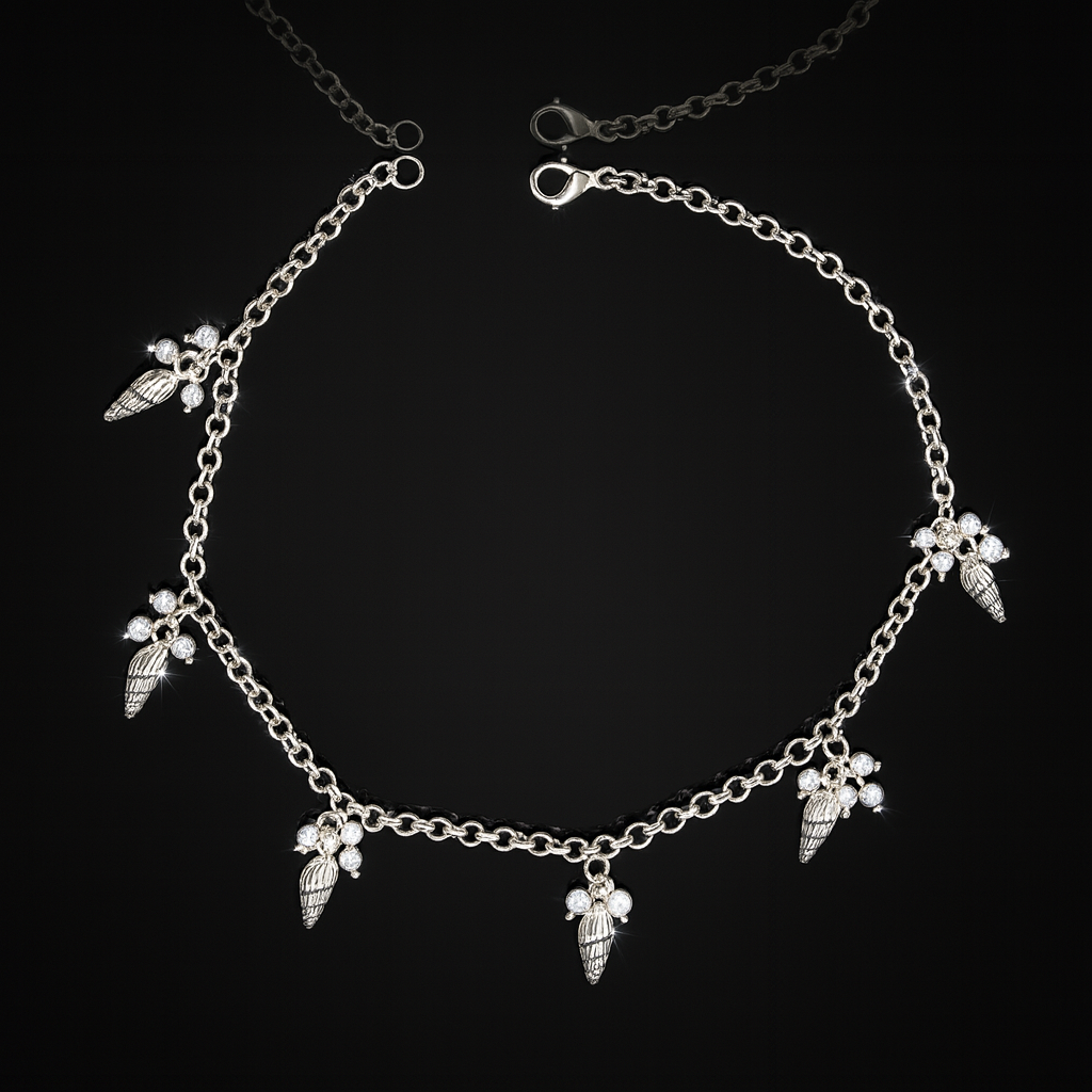 Jevaya Silver-Plated Snail Charm Anklet with Pearls for Women & Girls - Image 4