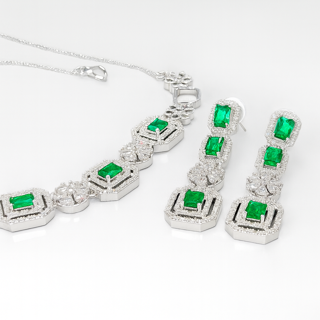 Jevaya Royal Sapphire Square-Cut Necklace Set - Image 3