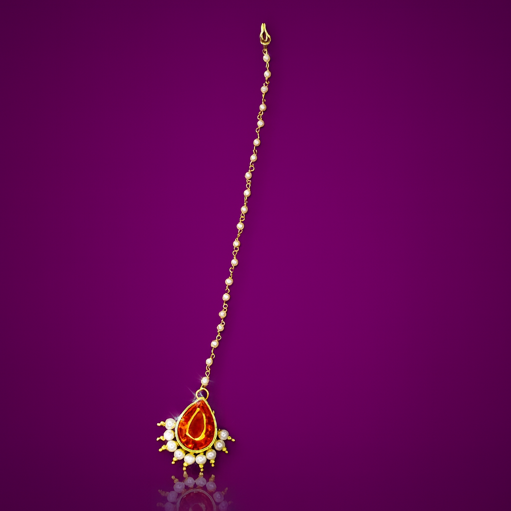 Jevaya Emerald Elegance Gold-Plated Maang Tikka - Image 3