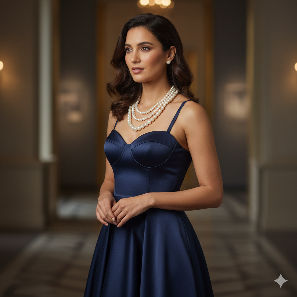 Jevaya Elegant Triple-Layer White Pearl Necklace for Women