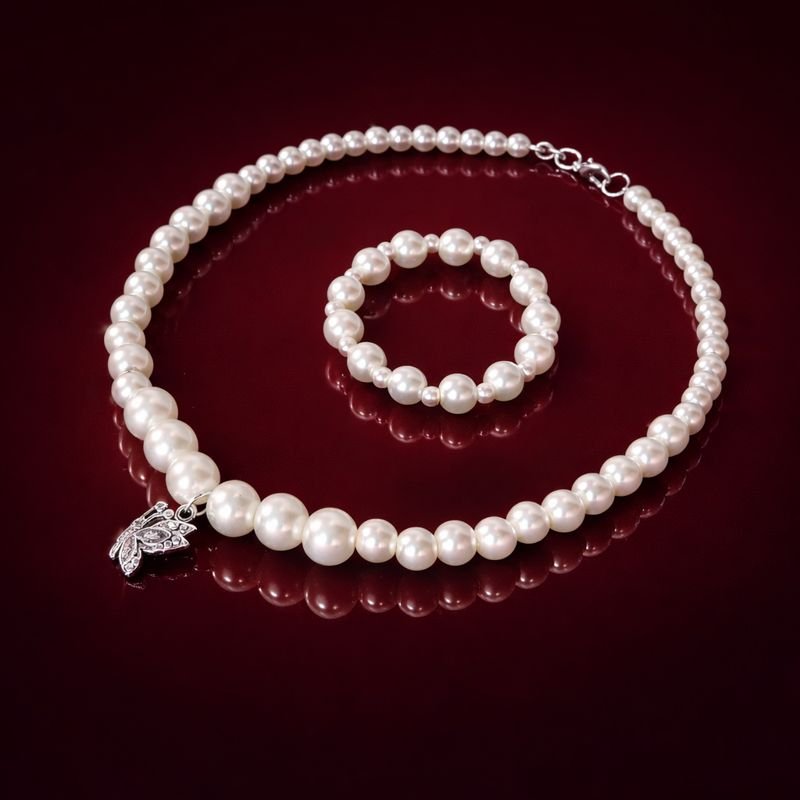 Jevaya Handcrafted Pearl Necklace Set with Butterfly Charm – Elegant & Timeless Jewelry