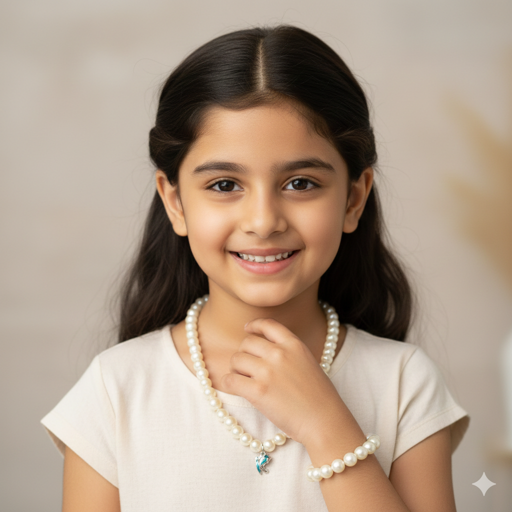 Jevaya Handcrafted Pearl Necklace Set with Butterfly Charm – Elegant & Timeless Jewelry - Image 4