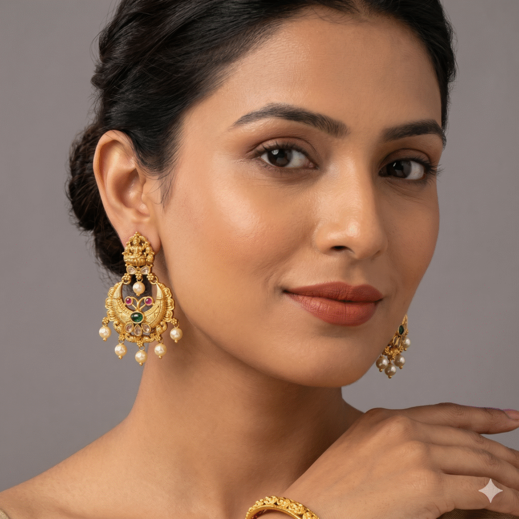 Temple Lakshmi Chandbali Earrings